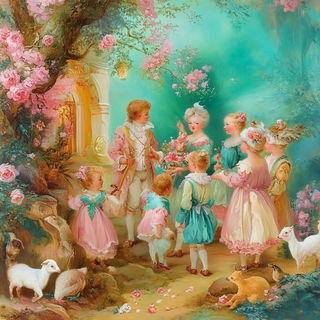 Galehatch style, Midjourney V6.1: classical 18th-century oil painting