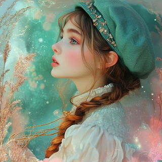 Galehatch style, Midjourney V6.1: photographic portrait of female protagonist
