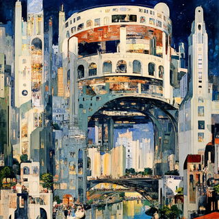 Gridscar Arcology style, Midjourney V6.1: megacity with futuristic bioarchitecture