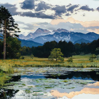 Gridscar Arcology style, Midjourney V6.1: realistic landscape photograph of quiet dawn