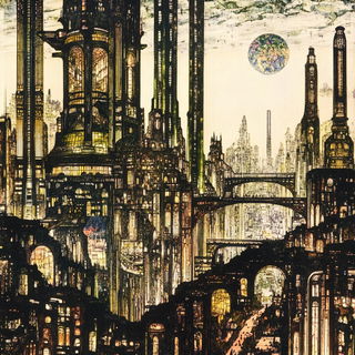 Neon Undertow style, Midjourney V6.1: megacity with futuristic bioarchitecture