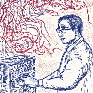 Madder Ink Front style, Midjourney V6.1: editorial illustration for popular scientific magazine cover