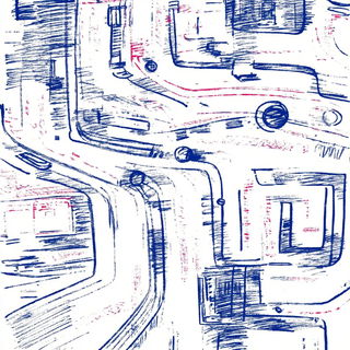 Madder Ink Front style, Midjourney V6.1: technical infrastructure blueprint schematics
