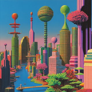 Brushmark Behemoths style, Midjourney V6.1: megacity with futuristic bioarchitecture