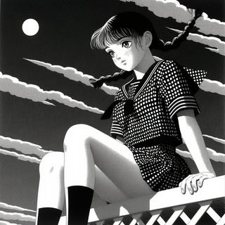 Brushmark Behemoths style, Midjourney V6.1: black-and-white manga comic strip