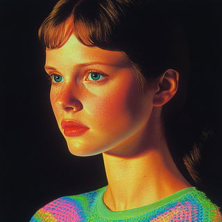 Brushmark Behemoths style, Midjourney V6.1: photographic portrait of female protagonist