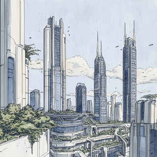 Cliffetch style, Midjourney V6.1: megacity with futuristic bioarchitecture
