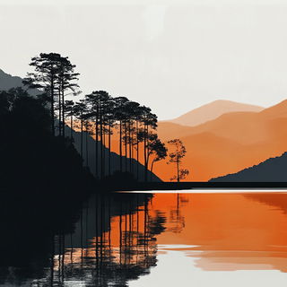 Chrometch style, Midjourney V6.1: realistic landscape photograph of quiet dawn