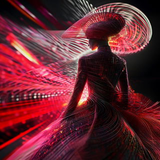 Cliffskin Chromapuppetry style, Midjourney V6.1: haute-couture fashion outfit