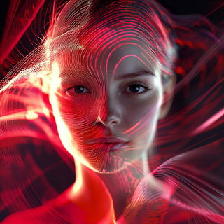 Cliffskin Chromapuppetry style, Midjourney V6.1: photographic portrait of female protagonist