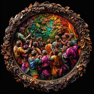 Pilgrimscale style, Midjourney V6.1: classical 18th-century oil painting