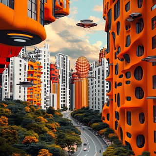 Chromafoundry style, Midjourney V6.1: megacity with futuristic bioarchitecture