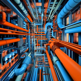 Chromafoundry style, Midjourney V6.1: technical infrastructure blueprint schematics