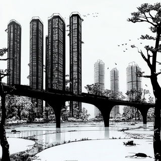 Cryofolia style, Midjourney V6.1: megacity with futuristic bioarchitecture