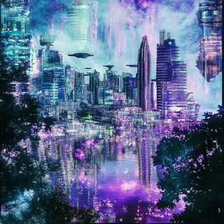 Ripplerefract style, Midjourney V6.1: megacity with futuristic bioarchitecture