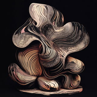 Inkfold Basin style, Midjourney V6.1: abstract 3D render