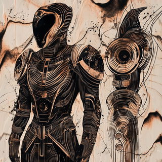 Inkfold Basin style, Midjourney V6.1: concept art character design of retropunk steam knight