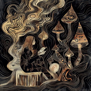 Inkfold Basin style, Midjourney V6.1: retro fairy-tale illustration