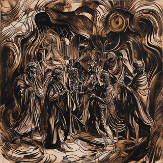 Inkfold Basin style, Midjourney V6.1: classical 18th-century oil painting
