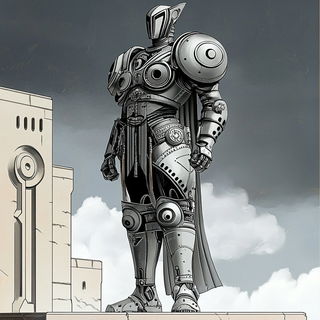 Burlap Crown style, Midjourney V6.1: concept art character design of retropunk steam knight