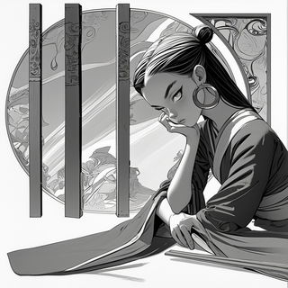 Burlap Crown style, Midjourney V6.1: black-and-white manga comic strip