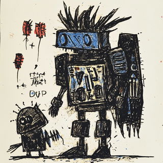 Crownblock Scribbleform style, Midjourney V6.1: concept art character design of retropunk steam knight