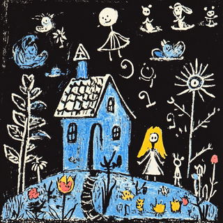 Crownblock Scribbleform style, Midjourney V6.1: retro fairy-tale illustration