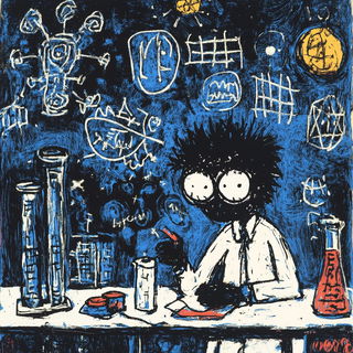 Crownblock Scribbleform style, Midjourney V6.1: editorial illustration for popular scientific magazine cover