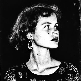 Crownblock Scribbleform style, Midjourney V6.1: photographic portrait of female protagonist