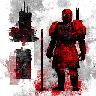 Letterpress Sunstrike style, Midjourney V6.1: concept art character design of retropunk steam knight