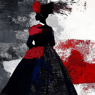 Letterpress Sunstrike style, Midjourney V6.1: haute-couture fashion outfit