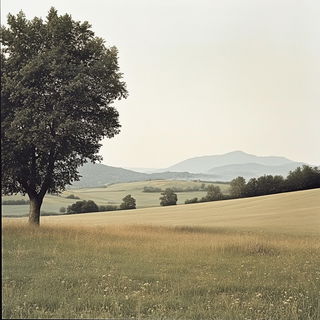 Hazecrank style, Midjourney V6.1: realistic landscape photograph of quiet dawn