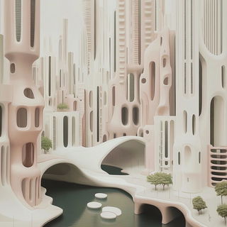 Cyanomagenta Urbanism style, Midjourney V6.1: megacity with futuristic bioarchitecture
