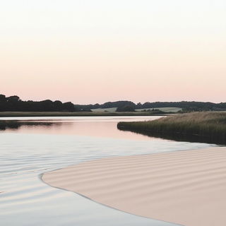 Cyanomagenta Urbanism style, Midjourney V6.1: realistic landscape photograph of quiet dawn