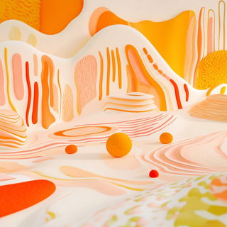 Rainbow Pour Stories style, Midjourney V6.1: abstract 3D render