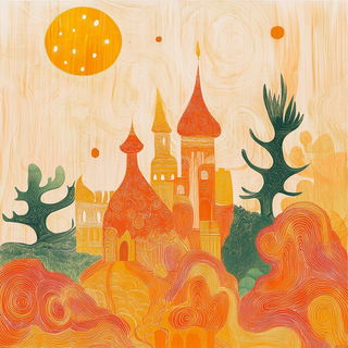 Rainbow Pour Stories style, Midjourney V6.1: retro fairy-tale illustration