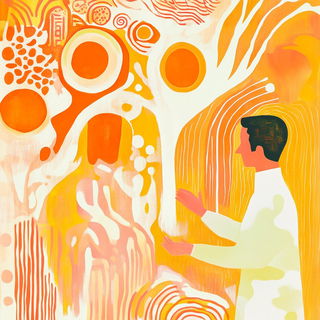 Rainbow Pour Stories style, Midjourney V6.1: editorial illustration for popular scientific magazine cover