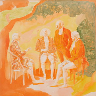 Rainbow Pour Stories style, Midjourney V6.1: classical 18th-century oil painting
