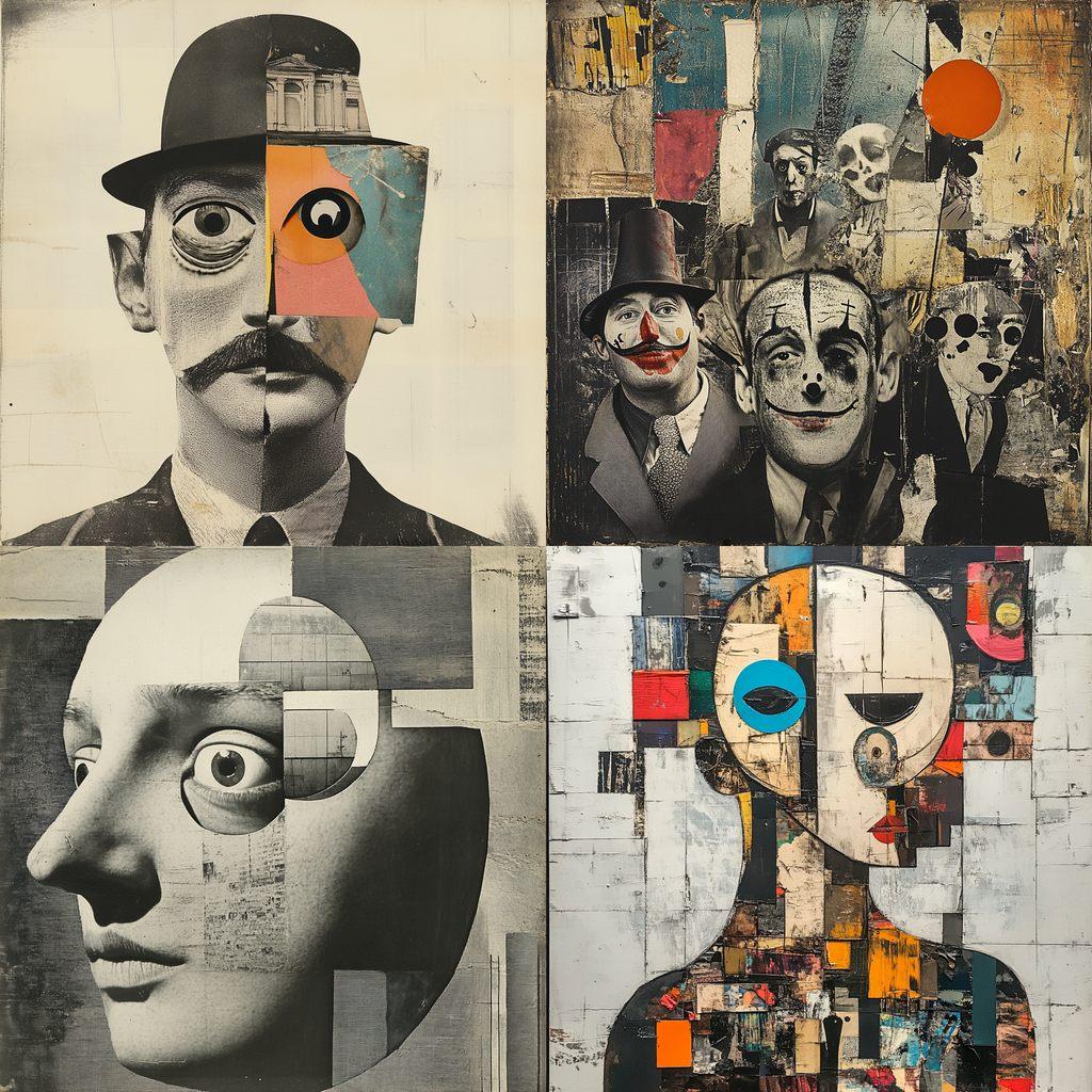 Dada movement style, Midjourney V6.1, render 1 of 4