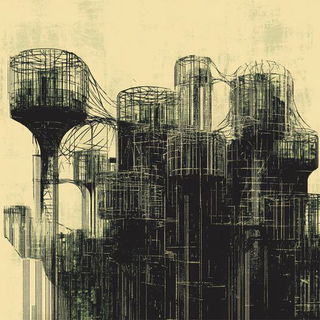 Sangha Marbling style, Midjourney V6.1: megacity with futuristic bioarchitecture