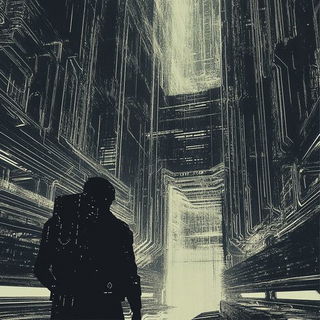 Sangha Marbling style, Midjourney V6.1: cinematic shot from sci-fi movie