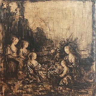 Sangha Marbling style, Midjourney V6.1: classical 18th-century oil painting