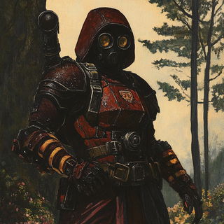 Monolith Compass style, Midjourney V6.1: concept art character design of retropunk steam knight