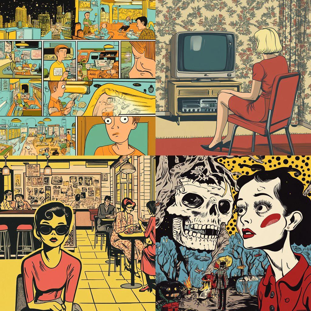 Dan Clowes style, Midjourney V6.1, render 1 of 4