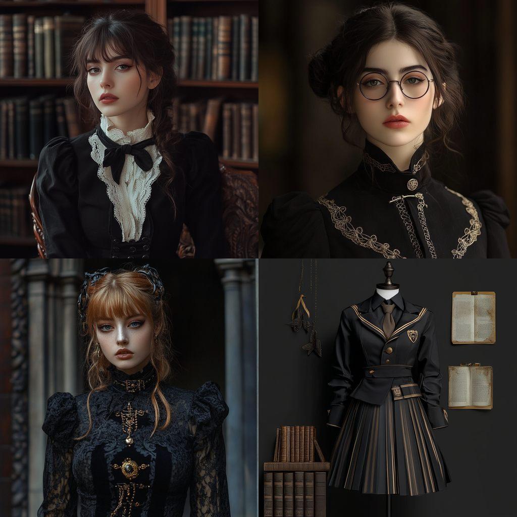 Dark Academia fashion style, Midjourney V6.1, render 1 of 4