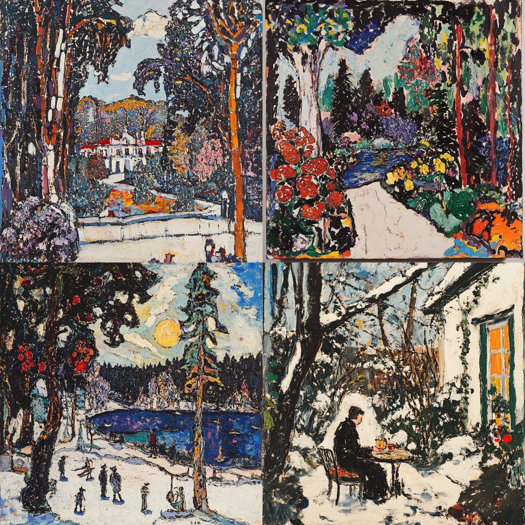 David Brown Milne style, Midjourney V6.1, render 1 of 4