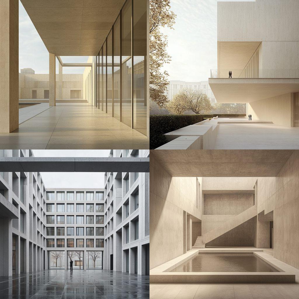 David Chipperfield style, Midjourney V6.1, render 1 of 4