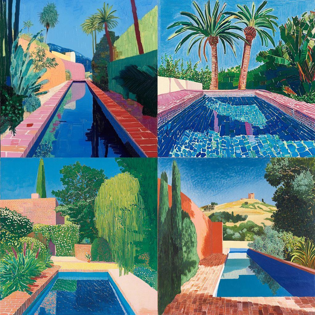 David Hockney style, Midjourney V6.1, render 1 of 4