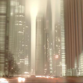 Haloed Greenroom style, Midjourney V6.1: megacity with futuristic bioarchitecture