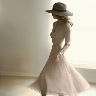 Haloed Greenroom style, Midjourney V6.1: haute-couture fashion outfit